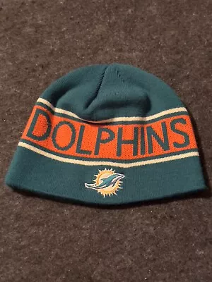 Miami Dolphins NFL Team Apparel Logo Embroidery Beanie Hat Cap Toboggan EUC!! • $11.99