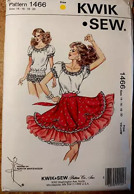 Square Dance Skirt & Bodysuit Plus Size 14 16 18 20 Kwik Sew 1466 Uncut NEW • $13.95