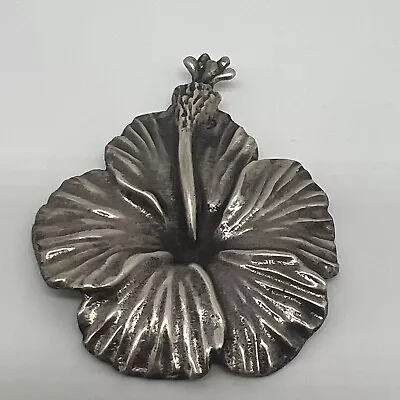 Mings Vintage Sterling Silver Hawaii Hibiscus Flower Brooch Pin • $112
