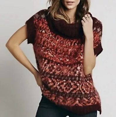 Free People 𝅺Womens Size XS Sweater Fair Isle Cowl Neck Wool Alpaca Snow Bunny • $44.99