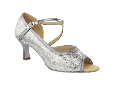 £22 • Buy Silver 'Gabby' Latin Dance Shoe 2.5  Heel Uk Size 3.5 *Salsa*Ceroc*Ballroom*