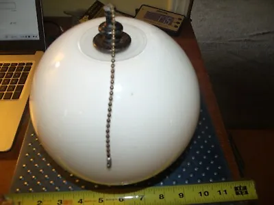 Vintage White Milk Glass Ceiling Light Shade Round  Dome Pull Chain • $14.02