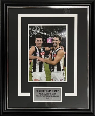 $399 • Buy NICK & JOSH DAICOS Signed Photo 8x12 Collingwood Brothers In Arms Framed COA
