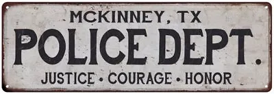MCKINNEY TX POLICE DEPT. Home Decor Metal Sign Gift 106180012145 • $49.95