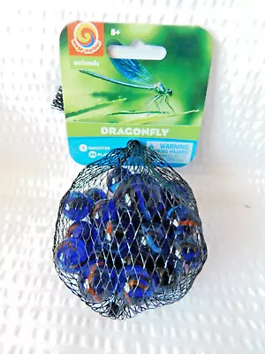 DRAGONFLY- Bag 24 Player Mega Fun Vacor Marbles &1 Shooter-Instruction Facts • $3.95