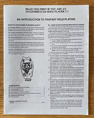 Middle Earth RPG MERP Introduction Adventure Booklet #ICE8100 Games Workshop • £14.99