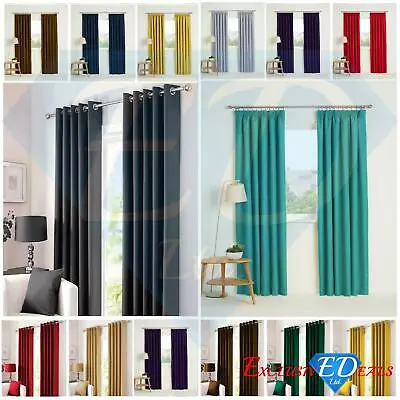 £20.95 • Buy Thermal Blackout Curtains Ready Made Eyelet Ring Top Or Pencil Pleat + Tie Backs