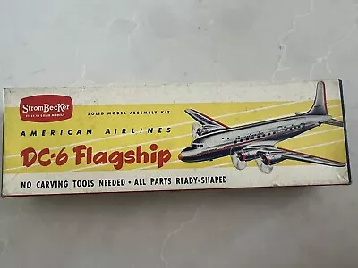 VINTAGE 1950 Strom Becker DC-6 Flagship Solid Wood American Airlines Model Kit • $50