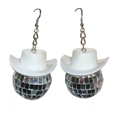 Western Cowboy Hat Disco Earrings Silver Disco 60 S Or 70 S Earrings • £4.46