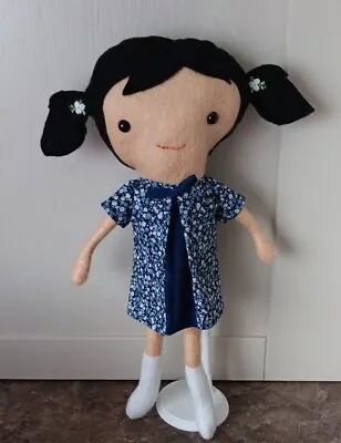 Handmade Felt Rag Doll. Soft Toy. Girl Doll. Sewn Removable Blue Dress. • £15