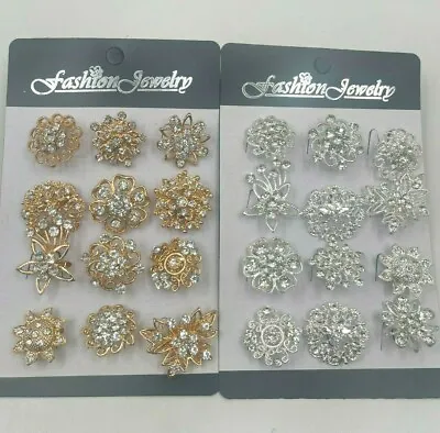 £7.99 • Buy A Pack Of 12 Pin Brooch Diamonds Dressing Decoration Brooches For Wedding Banque