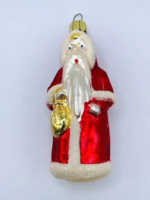 Vintage German Made Blown Glass Santa Old St. Nick Christmas Ornament 5  Tall • $19.32