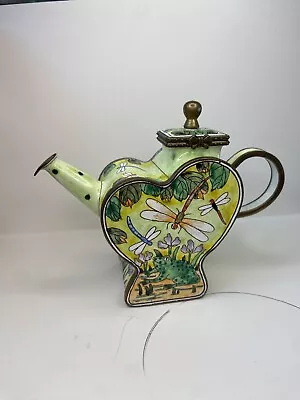 KELVIN CHEN Enamel Miniature Hand Paint Copper Teapot 3” Tall From 2001 • $24.99