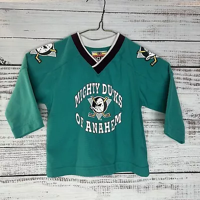 Vintage 90s Anaheim Mighty Ducks NHL Hockey Jersey Kids Toddler Youth Size 2T • $29.99