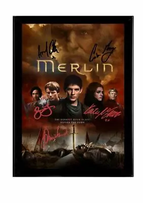 Merlin Cast X5 SIGNED & FRAMED PHOTO POSTER 12 X8  A4 Colin Morgan • $26.51