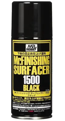 Gunze Mr Hobby Finishing Surfacer Primer 1500 Black Spray 5.75 Oz. B526 • $10.15