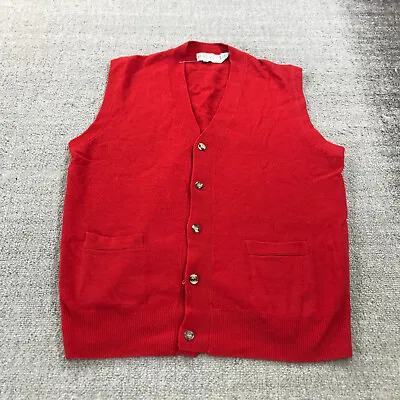 Vintage B Altman & Co Vest Mens Small Cardigan Red Wool Golfer Golf Casual • $48.88