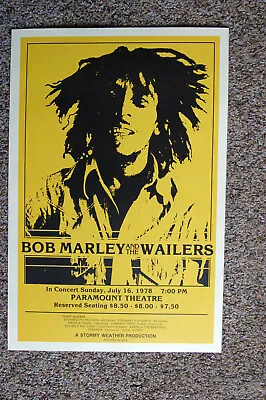 Bob Marley And The Wailers Concert Poster 1978 Vancouver Paramount Theatre-- • $4.50