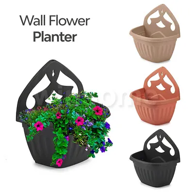 £9.15 • Buy Hanging Baskets Wall Planter Large Plastic Plant Pots Fence Flower Pot Holder