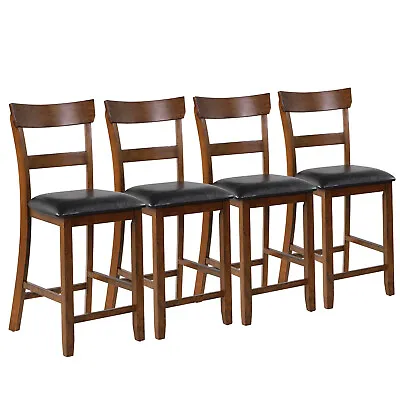 Costway Set Of 4 Barstools Counter Height Cushioned Chairs With Rubber Wood Legs • $265.99