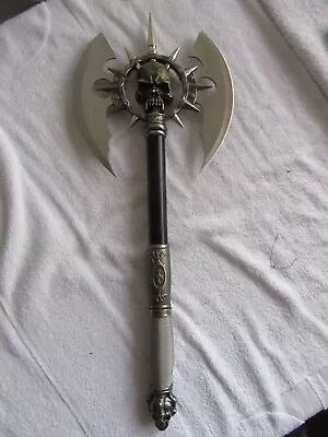 25  DEATH SKULL FANTASY BATTLE AXE W/ Display Plaque Medieval Larp Hatchet  • $75