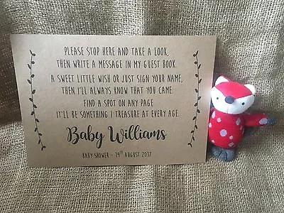 £2.95 • Buy Personalised Baby Shower SIGN For Guest / Wishes Book Unisex A4 Brown Kraft Card