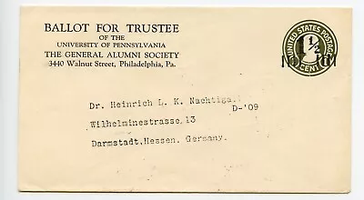 USA Surcharged U92 Stamped Envelope Cover PENNSYLVANIA UNIV. BALLOT OF TRUSTEE • $2
