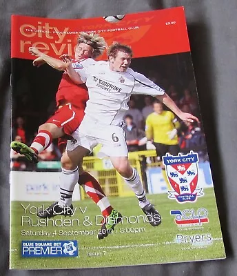 York City V Rushden & Diamonds. 4th September 2010. Blue Square Premier. Mint • £3.99