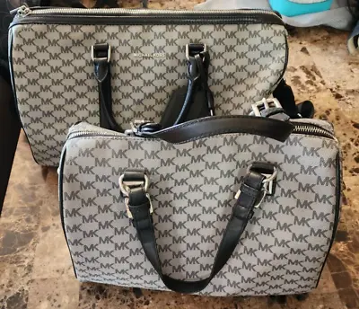 Lot Of 2-Michael Kors Duffle Bags-Luggage Travel Bags-Gray/Black Signature Print • $279.95