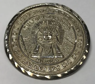 $115 • Buy Large Vintage Sterling Silver Cultura Zapoteta Medallion Pendant Mexico Aztec