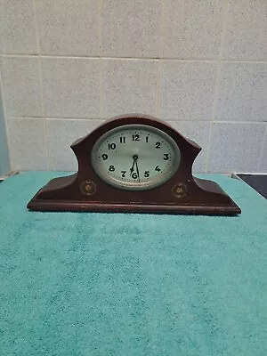Vintage Wooden Art Deco Mantlepiece Mechanical Wind Up Clock / Working • £55