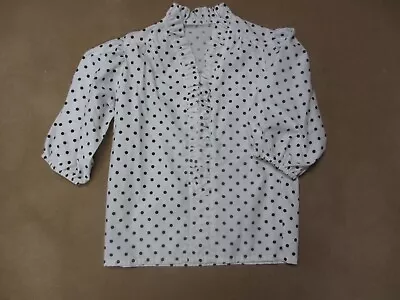 $14.99 • Buy Women White/polka Dot Western/square Dance-everyday Blouse Small By Marilee