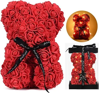 40cm Led Rose Teddy Bear Foam Valentines Day & Birthday With Gift Box Option • £19.99