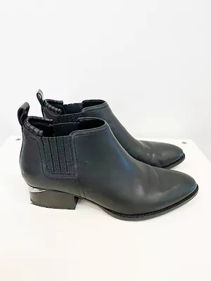 $220 • Buy Designer Alexander Wang Size 38 Black Leather Cut Out Heel Cult Women's Boots