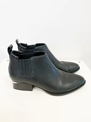 Designer Alexander Wang Size 38 Black Leather Cut Out Heel Cult Women's Boots • $220