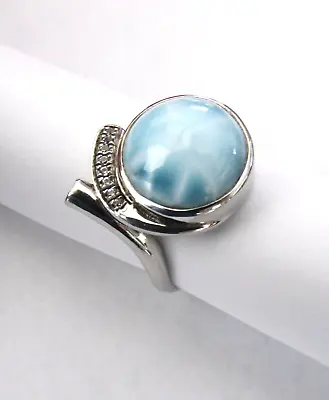 MarahLago Larimar Sterling Silver White Sapphire Ring Sz 9 • $55.99