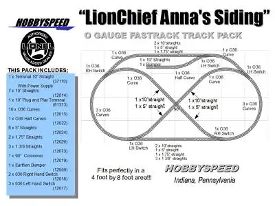 LIONEL FASTRACK LIONCHIEF ANNA'S SIDING TRACK LAYOUT Train Pack 4X8 O GAUGE NEW • $438.84
