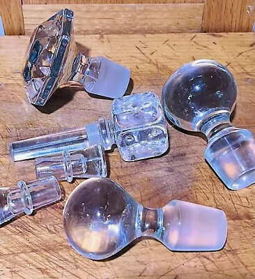 Assorted Lot Of Six Clear Decanter Cruet Stoppers Dice Stopper Barware • $22