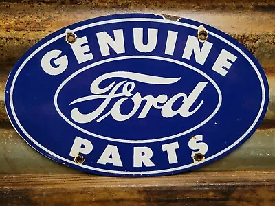 Vintage Ford Porcelain Sign Genuine Auto Parts Dealer Sales Service Oval Plaque • $166.06