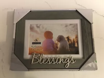 Malden International Designs BLESSINGS With Cross Picture Frame 4x6 Silver NEW • $19.99