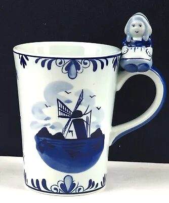 $52.25 • Buy Vtg Blue Delft Holland Blauw Mug With 3D Dutch Boy On Handle Crown Mark 982