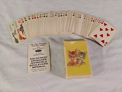 Vintage Whitman Miniature Playing Cards Plastic Coated Complete Cat Kittens • $19.95