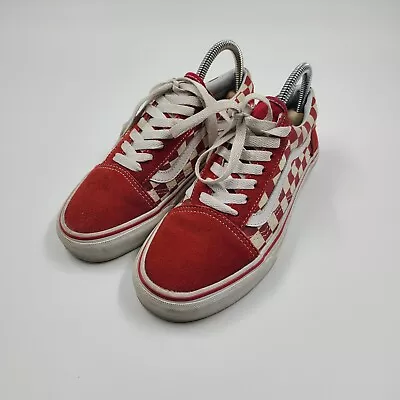 Vans Off The Wall Old Skool Low Red Checkered Sk8 Skate Shoes Size 5 M 6.5 W • $25