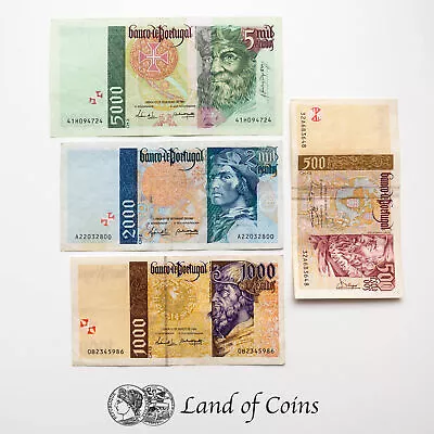 PORTUGAL: Set Of 4 Portuguese Escudo Banknotes. • $15.79