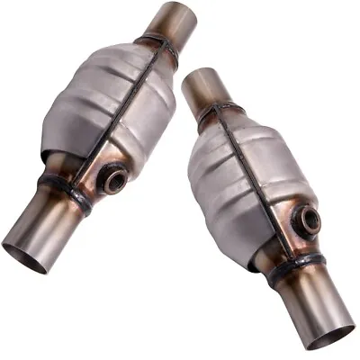 Pair 2  Universal Exhaust Catalytic Converters W/ Heat Shield W/ O2 Senser Port • $68.40