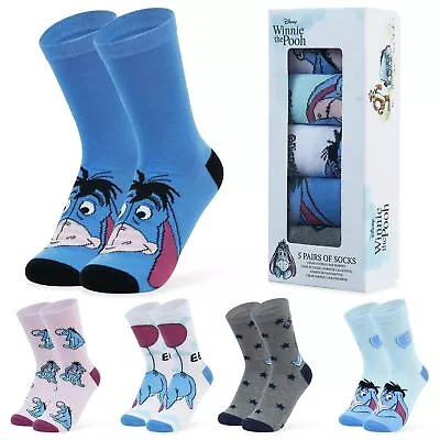 Disney Women’s Socks - 5 Pairs Eeyore Socks Winnie The Pooh Gifts • £15.49