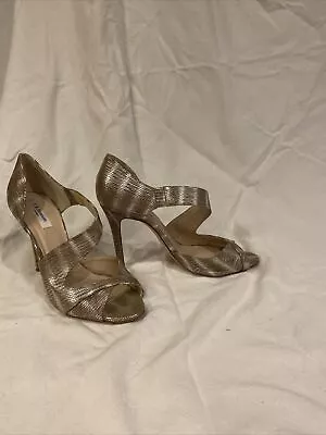 LK Bennett Shoes Heels Size 40 Champagne Silver Evening Metallic • £35