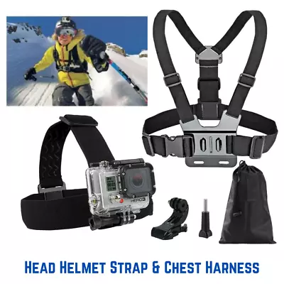 Chest Harness Head Helmet Strap Mount Accessories GoPro 3+ 4 5 6 7 8 Chesty AU • $12.99