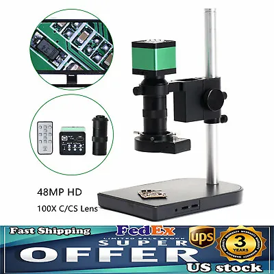 48MP HDMI 1080P USB Industry Microscope Video Camera Set C-mount Lens Stand Lamp • $167.20