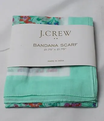 J.Crew Women's Organic Bandana Scarf CG2 Fresh Spearmint Multi One-Size NWT • $23.99